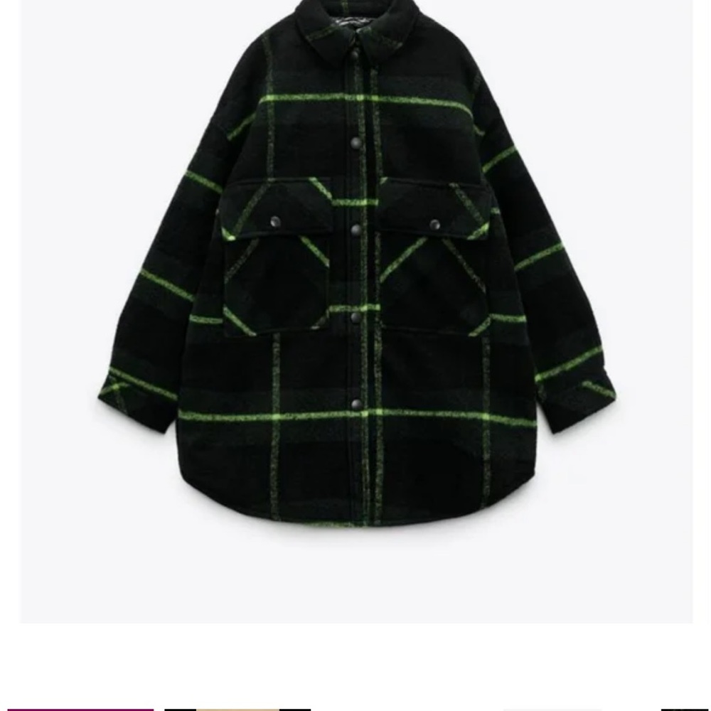 Black and Green Plaid Oversized Jacket